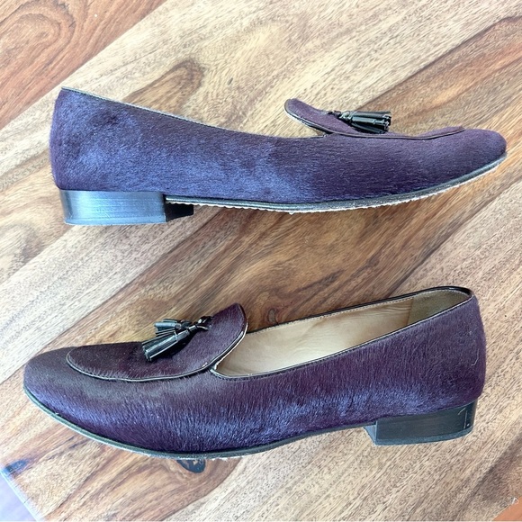 J Crew Biella calf hair leather maroon loafers - Picture 4 of 12